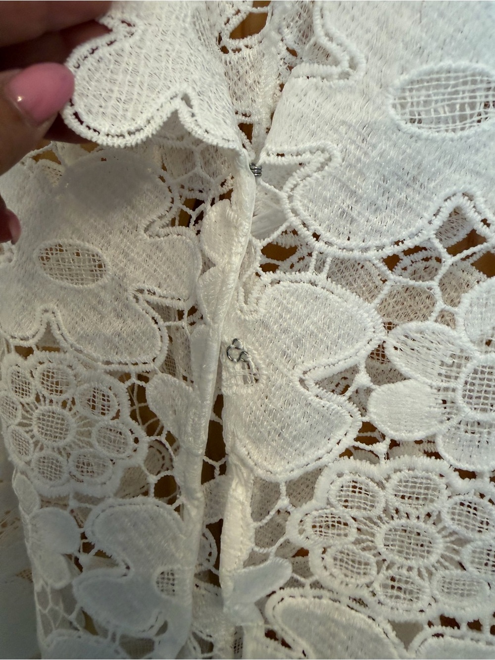 White Floral Lace Button-Front Blouse - Picture 2 of 3